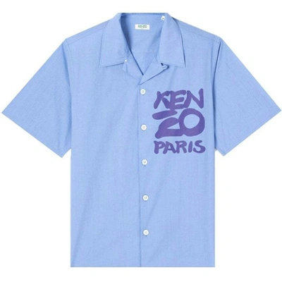 Kenzo Logo-print Short Sleeved Shirt In Blue