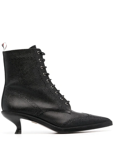 Thom Browne Lace-up Wingtip Ankle 50mm Booties In Black