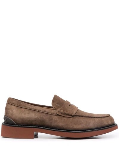 Tod's Suede-leather Loafers In Brown