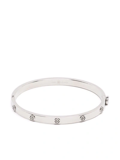 Tory Burch Miller Stud 5mm Hinge Bracelet In Silver