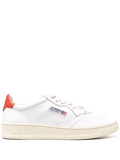Autry Leather Sneakers With Red Heel Tab In White