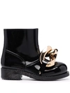 Jw Anderson Chain-detail Rubber Ankle Boots In Schwarz