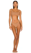 Hunza G Xandra Bikini Set In Metallic Cocoa