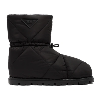 Prada Blow 19 Quilted Nylon Drawstring Boots In Black