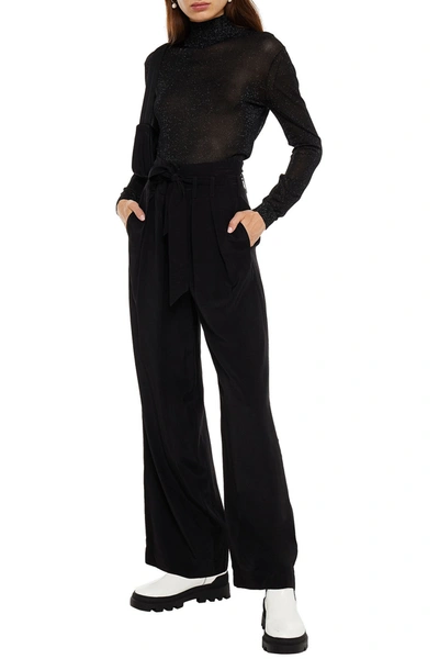 Samsoe & Samsoe Metallic Knitted Turtleneck Jumper In Black