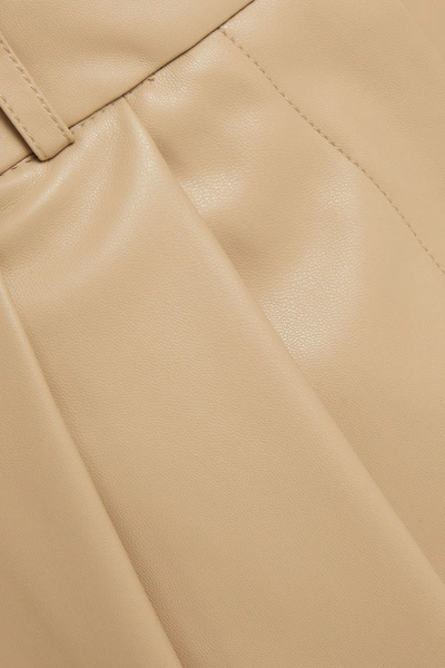 Lvir Pleated Faux Leather Shorts In Neutrals