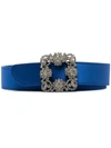 Manolo Blahnik Hangisi Crystal-embellished Belt In 蓝色