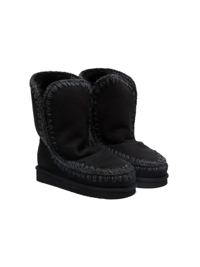 Mou Teen Eskimo Shearling Boots In 黑色