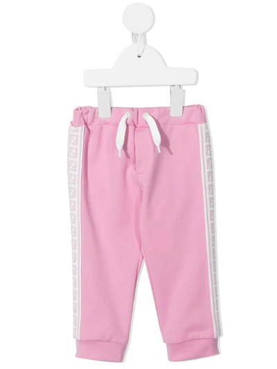 Fendi Babies' Ff-stripe Trackpants In 粉色