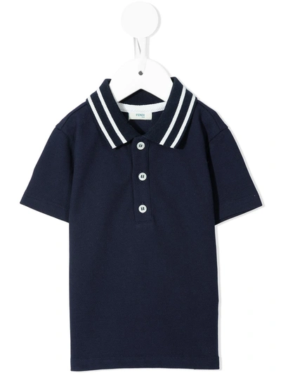Fendi Babies' Logo-jacquard Polo Shirt In 蓝色