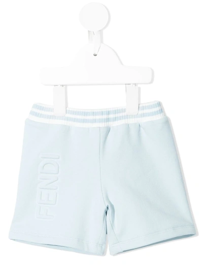 Fendi Babies' Logo-embossed Track Shorts In 蓝色
