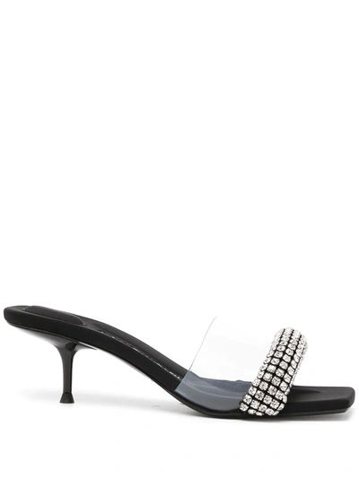 Alexander Wang Jessie Crystal-embellished Pvc And Leather Mules In Black