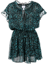 Misa Lyra Printed Metallic-weave Chiffon Mini Dress In 蓝色