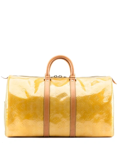 Pre-owned Louis Vuitton 1990s  Vernis Monogram Mercer Travel Bag In 黄色