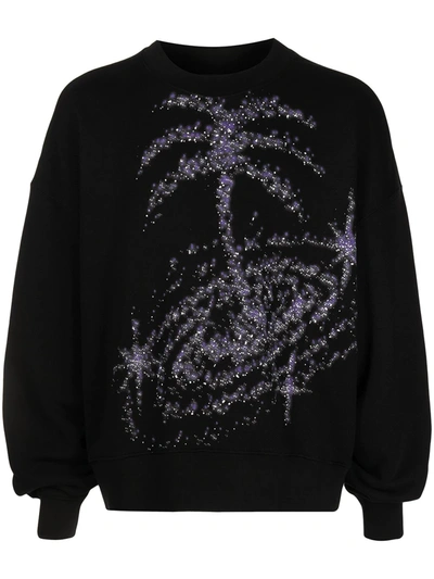 Palm Angels Black Palm Galaxy Glitter Sweatshirt