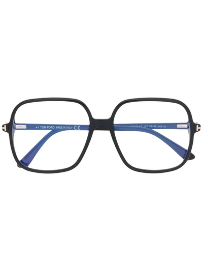 Tom Ford Polished-effect Oversize-frame Glasses In 黑色