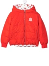 Lanvin Enfant Heart Print Reversible Bomber Jacket In 红色