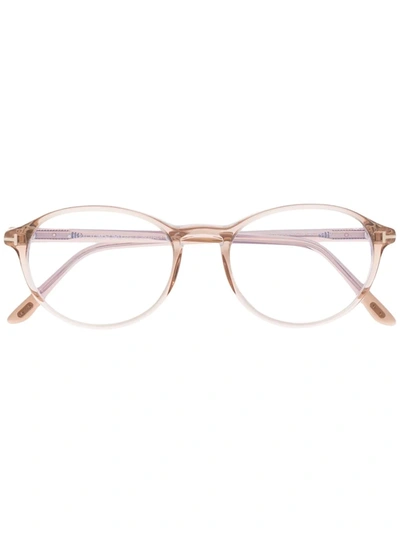 Tom Ford Tortoiseshell-effect Round-frame Glasses In 褐色