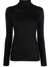 Majestic French Terry Turtleneck Top In 黑色