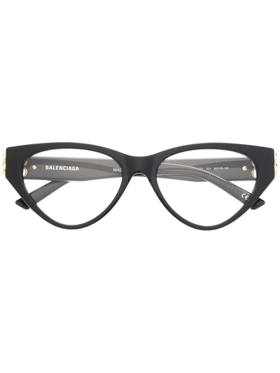 Balenciaga Double B Logo Cat-eye Glasses In 黑色
