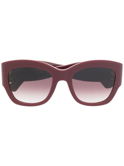 Cartier Cat-eye-frame Tinted Sunglasses In 红色