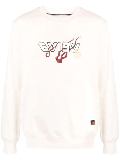 Evisu Logo-print Cotton Sweatshirt In 中性色