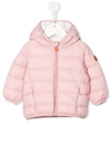 Save The Duck Sleeve-patch Padded Hooed Jacket In 粉色