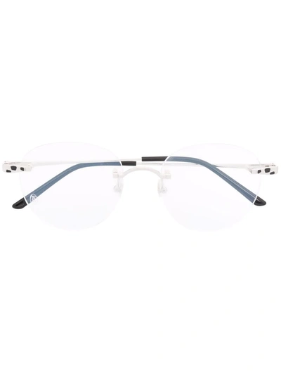 Cartier Round Rimless Glasses In 银色