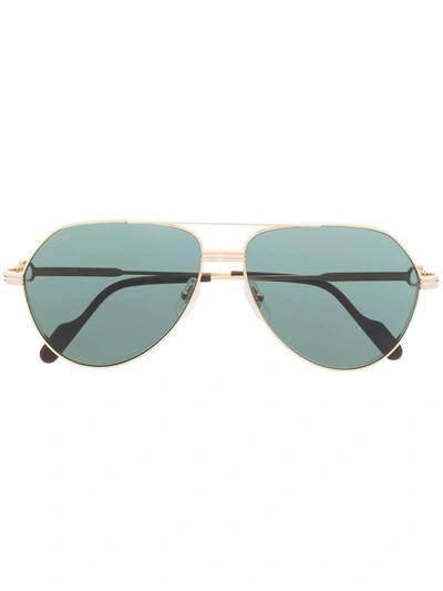 Cartier Ct0303s Pilot-frame Sunglasses In Gold