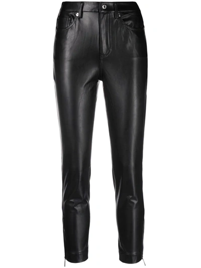 Michael Kors Faux-leather Zip-detailed Trousers In Black