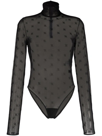 Fendi Black Ff-motif High-neck Bodysuit In 黑色