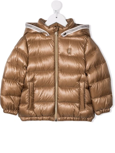 Herno Babies' Logo Plaque Puffer Jacket In 褐色