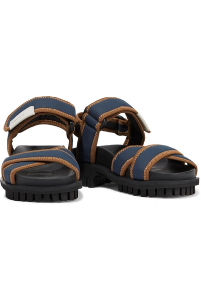 Ganni Grosgrain-trimmed Rubber Sandals In Storm Blue