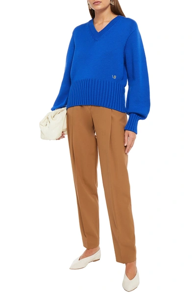 Victoria Victoria Beckham Twill Tapered Trousers In Blue