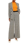 VICTORIA VICTORIA BECKHAM CREPE-PANELED HOUNDSTOOTH TWEED WIDE-LEG trousers,3074457345627113191