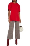 Victoria Beckham Oversized Ruffle-trimmed Ponte T-shirt In Red