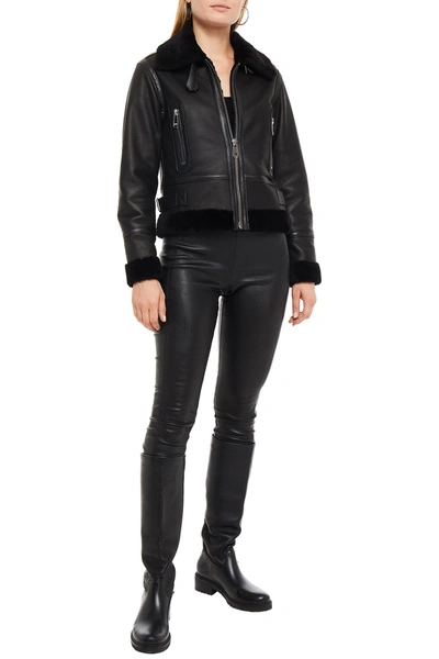 Dom Goor Shearling Biker Jacket In Black