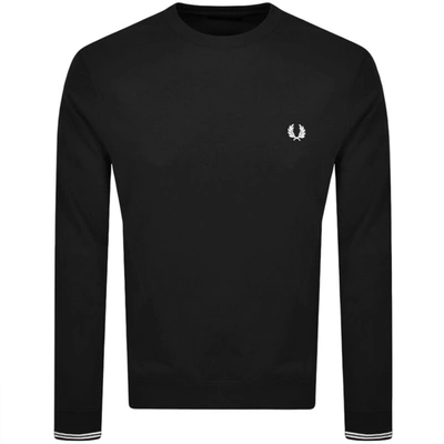 Fred Perry Embroidered Logo Crew-neck Sweatshirt In Black