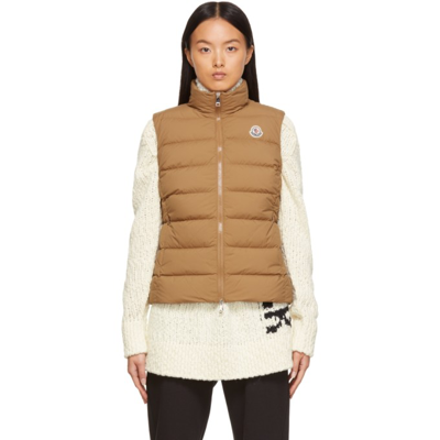 Moncler Ghany Water Resistant 750 Fill Power Down Puffer Vest In Brown