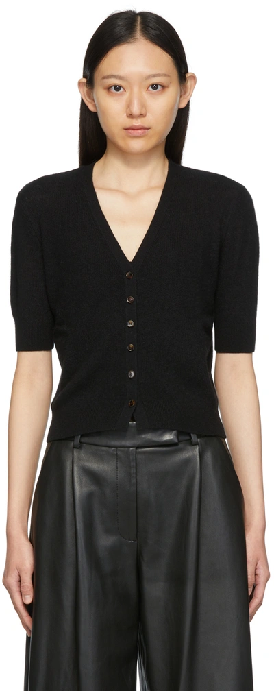 Khaite Dianna Short-sleeve Cashmere Cardigan In Black