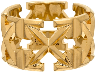 Off-white Women Signature Arrows-motif Ring In Gold