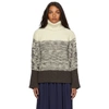 3.1 Phillip Lim Striped Cable-knit Wool Turtleneck Sweater In Ol309 Dk Olive Melan