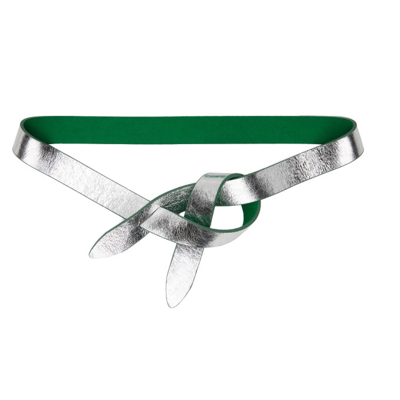 Isabel Marant Reversible Green & Silver Lecce Belt In 60gr Green