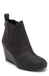 Toms Kelsey Leather Wedge Bootie In Blk Lth/ Zebra Shimmer