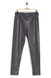 Bagatelle High Waist Faux Leather Liquid Leggings In Charcoal