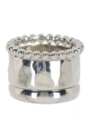 Nordstrom Rack Hammered Band Ring Set In Rhodium