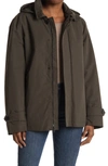 Cole Haan Hooded Rain Jacket In Olive