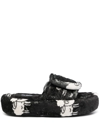 Duoltd Sheep-pattern Terry Slipper In Black