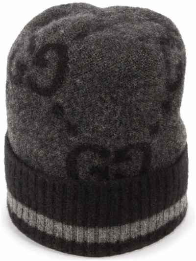 Gucci Dark Grey Gg Cashmere Beanie Hat