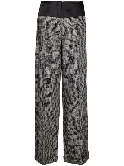 Pre-owned Gianfranco Ferre 1990s Patterned Wide-leg Trousers In Grey